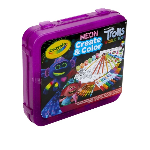 CRAYOLA Trolls Neon Create & Color Art Set, 70+ Pieces - New in Box - Picture 2 of 3